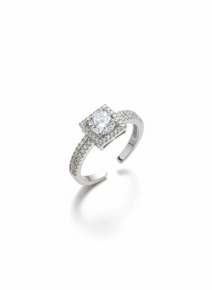Shafaf Luxury AD Studded Adjustable Bypass Ring for Women & Girls | Handcrafted Cubic Zirconia Dual Stone Square Solitaire Statement Ring | Elegant Jewelry Gift for Anniversary, valentine & Wedding