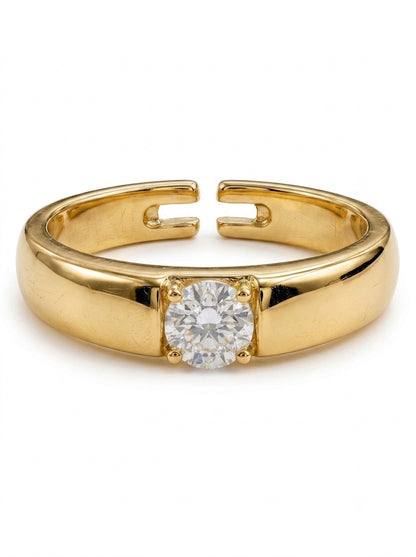Shafaf Adjustable Gold Plated Anti-Tarnish Solitaire Ring for Women | One Size Fits All Zircon Ring | Skin Friendly Jewelry | Perfect Gifting Item for Girls And Women