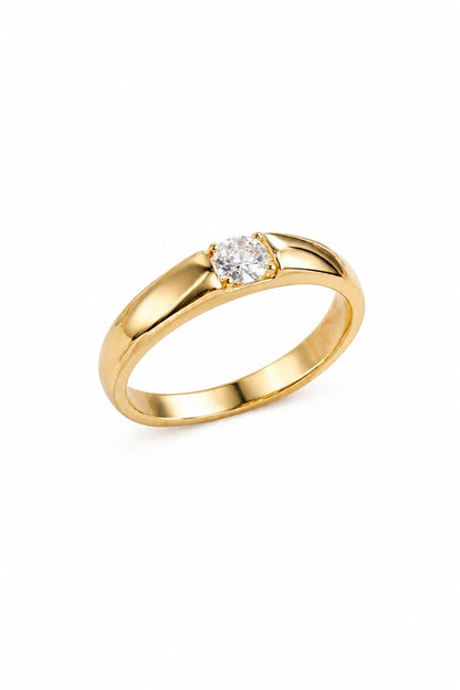 Shafaf Adjustable Gold Plated Anti-Tarnish Solitaire Ring for Women | One Size Fits All Zircon Ring | Skin Friendly Jewelry | Perfect Gifting Item for Girls And Women