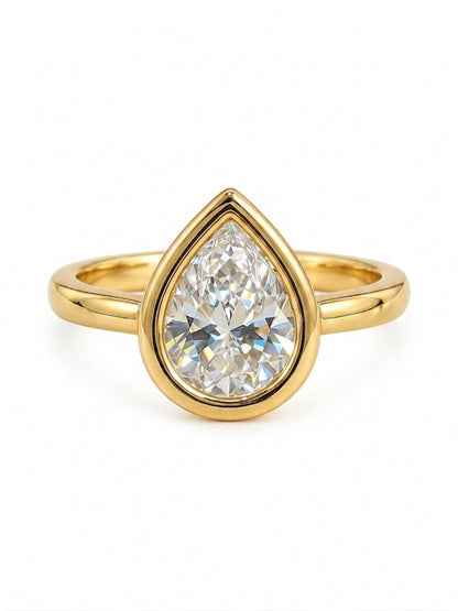 Shafaf Drop Shaped Stone Ring - Gold For Women & Girls