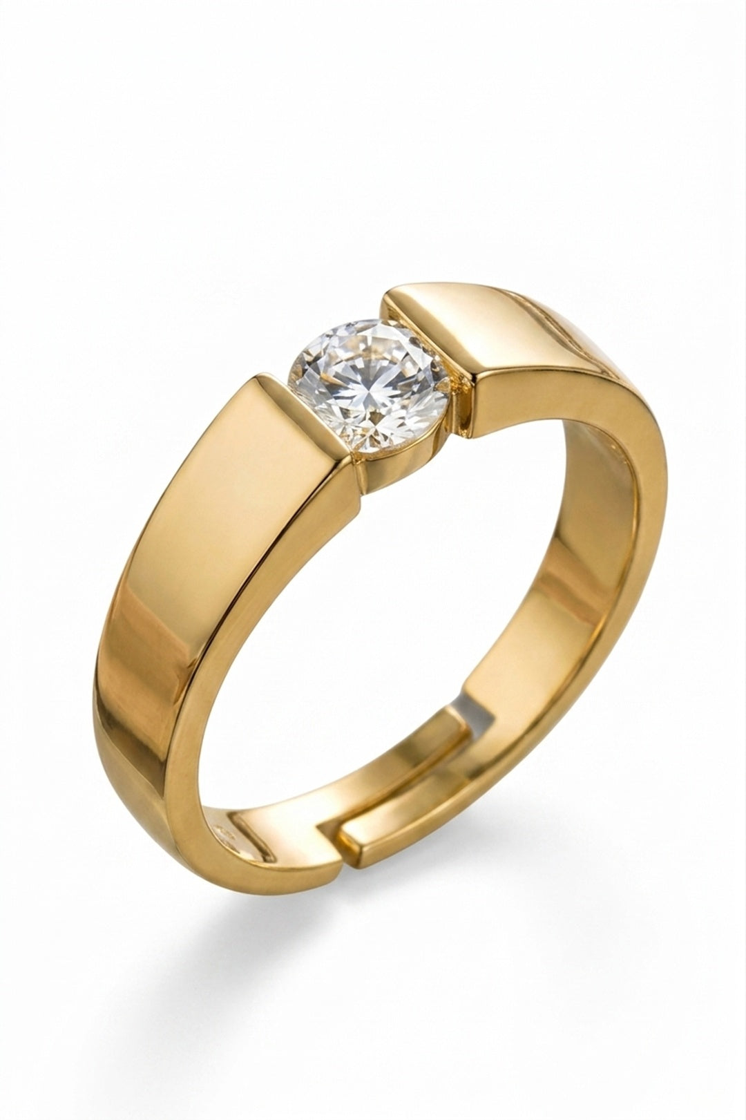 Shafaf Adjustable Gold Plated Anti-Tarnish Zircon Tension-Set Ring for Women | One Size Fits All Minimalist Band | Skin Friendly Jewelry | Best Gifting for All Occassion