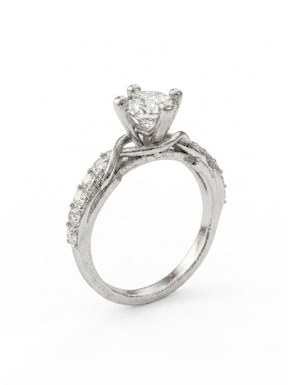 Shafaf Silver Toned AD Stone Ring For Women & Girls