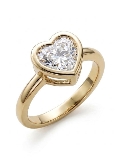 Shafaf Heart Shaped Stone Ring - Gold For Women & Girls