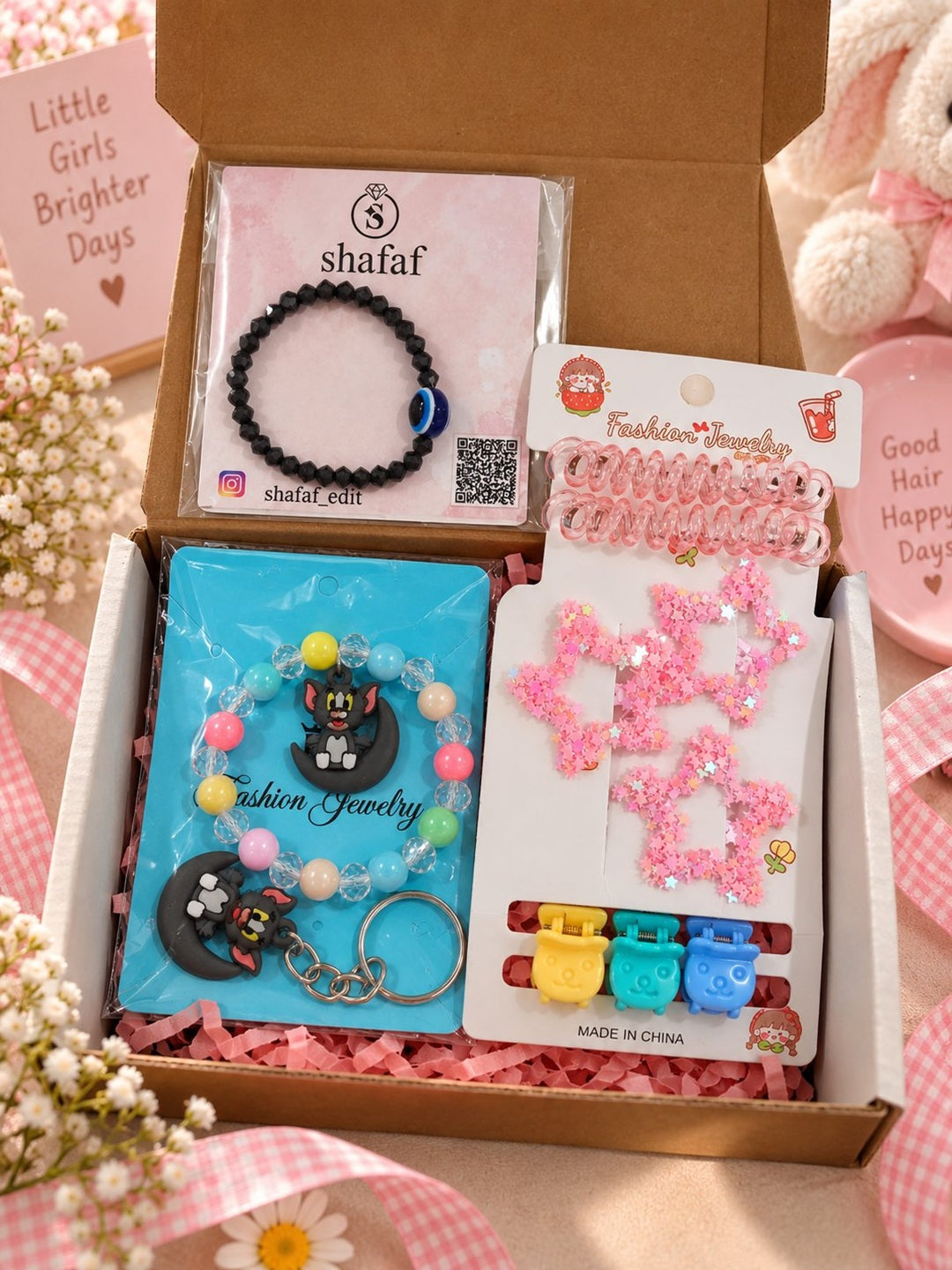Charming cartoon character jewelry and hair accessories gift combo set for girls