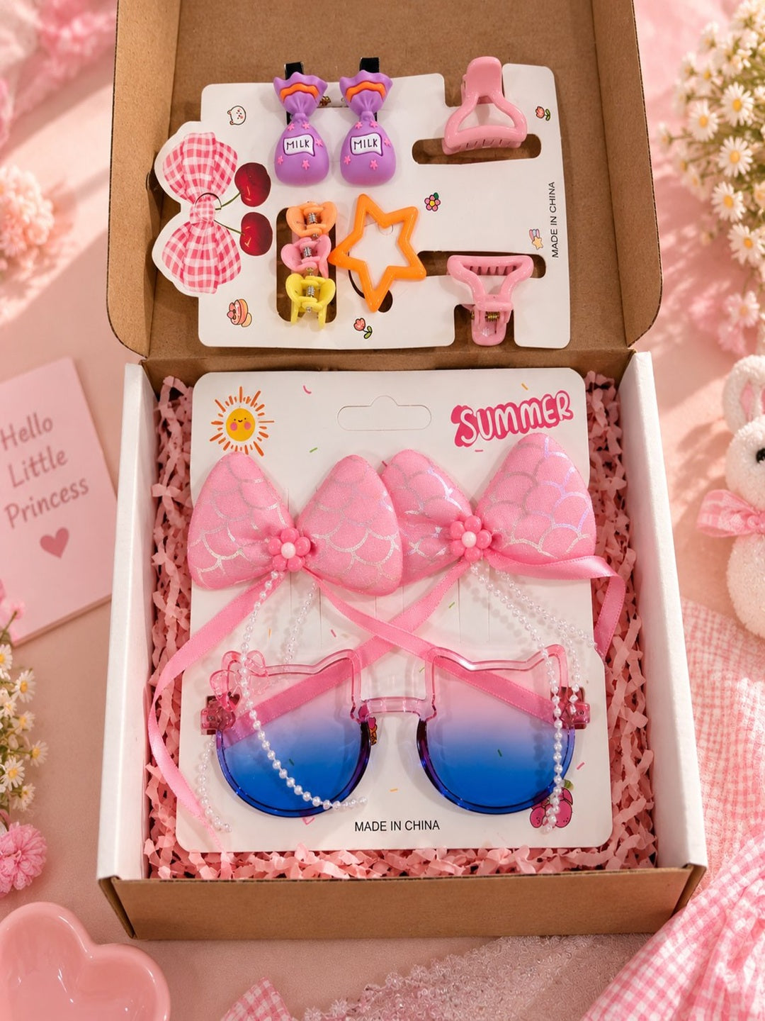 Adorable summer hair accessories and goggles gift combo set for girls