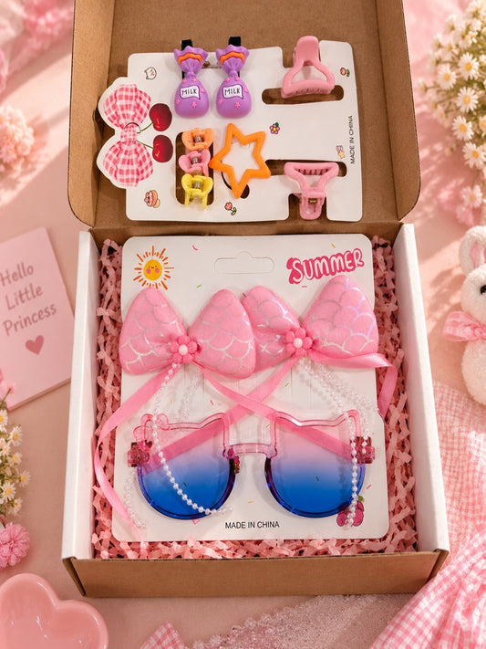 Adorable summer hair accessories and goggles gift combo set for girls
