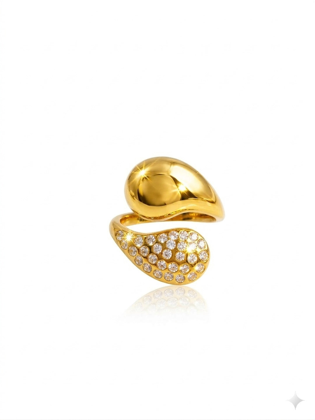 Shafaf Anti Tarnish Engagement Ring, Pave Set Band Bridal Jewellery, golden Color