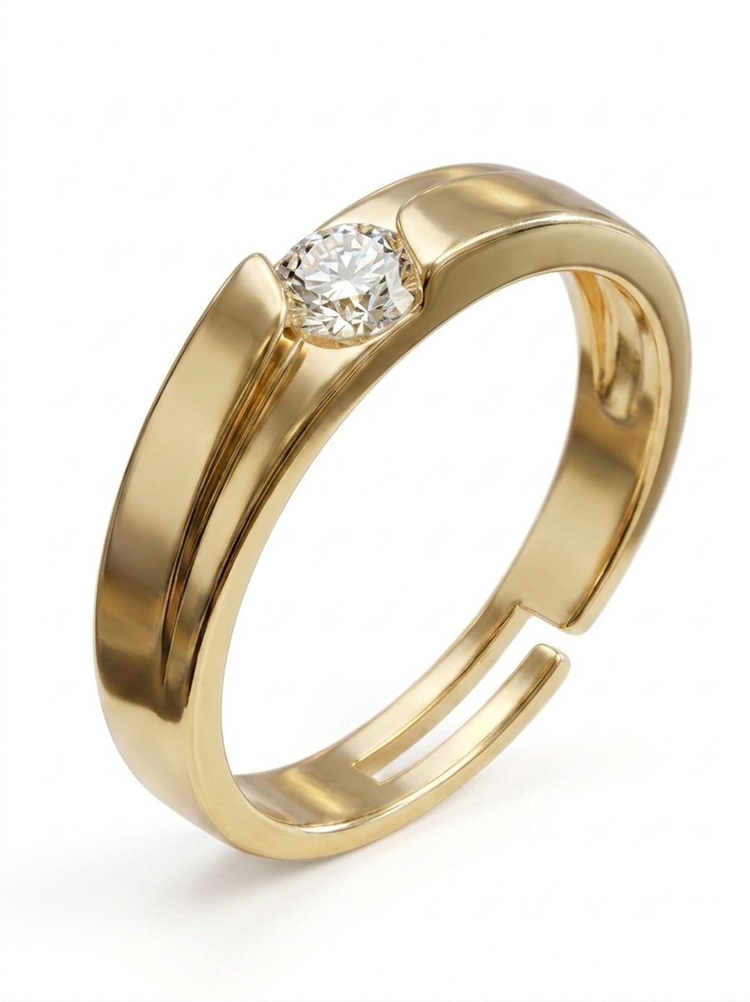 Shafaf Adjustable Gold Plated Anti-Tarnish Zircon Crossover Tension Ring for Women | One Size Fits All Contemporary Band | Skin Friendly | Luxury Gifting Ring for Her