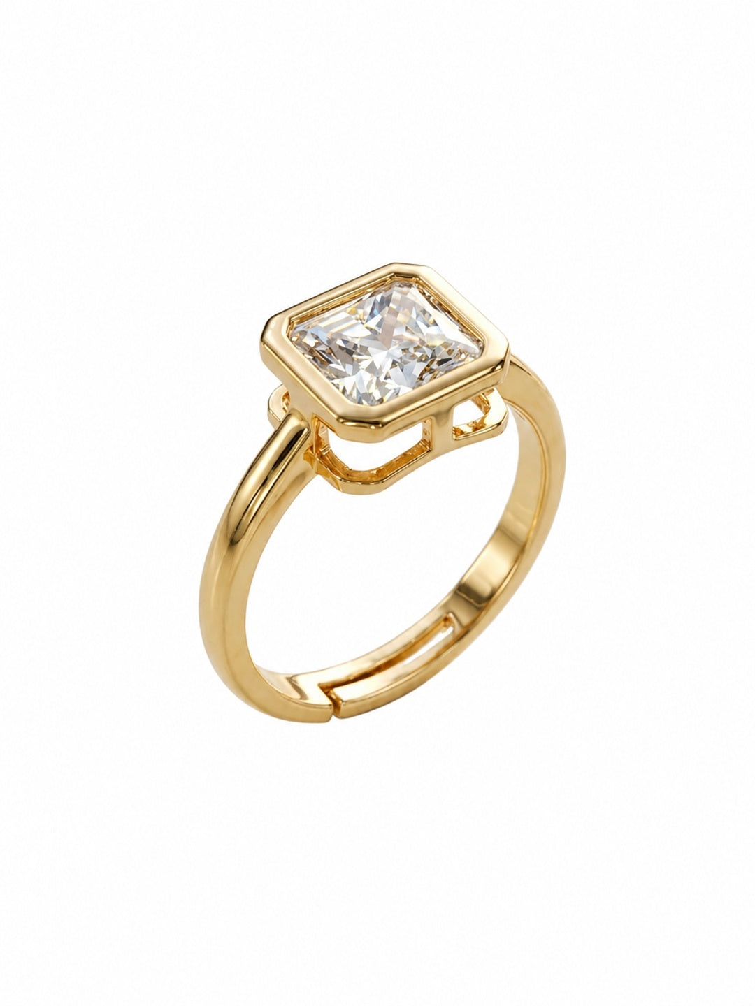 Shafaf Square Shaped Stone Ring - Gold For Women & Girls