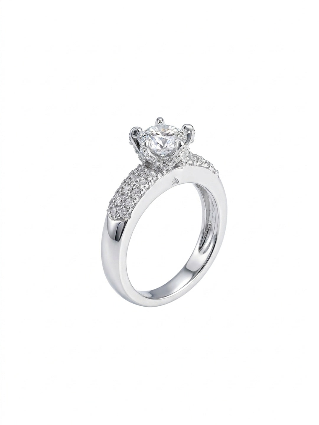 Shafaf Round Brilliant Cut american diamond Engagement Ring, Pave Set Band with CZ Stone, Bridal Jewellery
