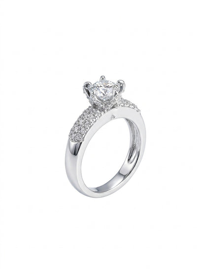 Shafaf Round Brilliant Cut american diamond Engagement Ring, Pave Set Band with CZ Stone, Bridal Jewellery