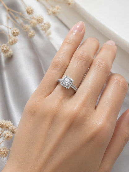 Shafaf Luxury AD Studded Adjustable Bypass Ring for Women & Girls | Handcrafted Cubic Zirconia Dual Stone Square Solitaire Statement Ring | Elegant Jewelry Gift for Anniversary, valentine & Wedding