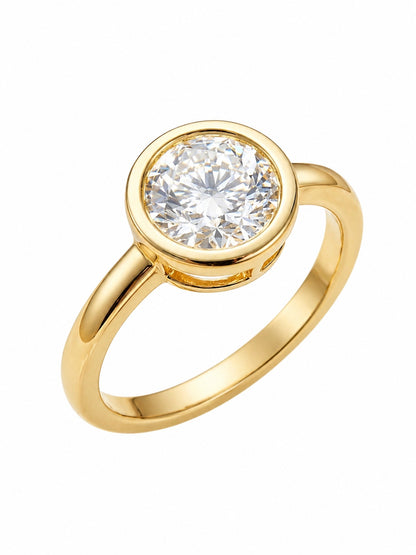 Shafaf Roun Shaped Stone Ring - Gold For Women & Girls