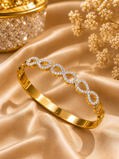 Shafaf Gold-Plated Interlinked Oval AD Anti-Tarnish Adjustable Bracelet