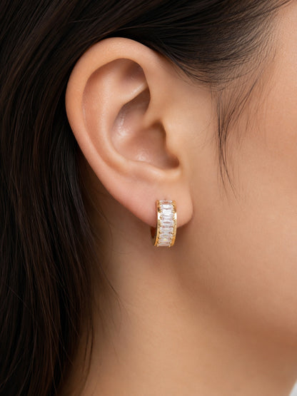Shafaf Anti-Tarnish AD Half-Hoop Earrings For Women & Girls Gold