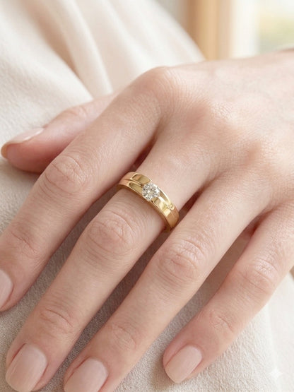 Shafaf Adjustable Gold Plated Anti-Tarnish Zircon Crossover Tension Ring for Women | One Size Fits All Contemporary Band | Skin Friendly | Luxury Gifting Ring for Her