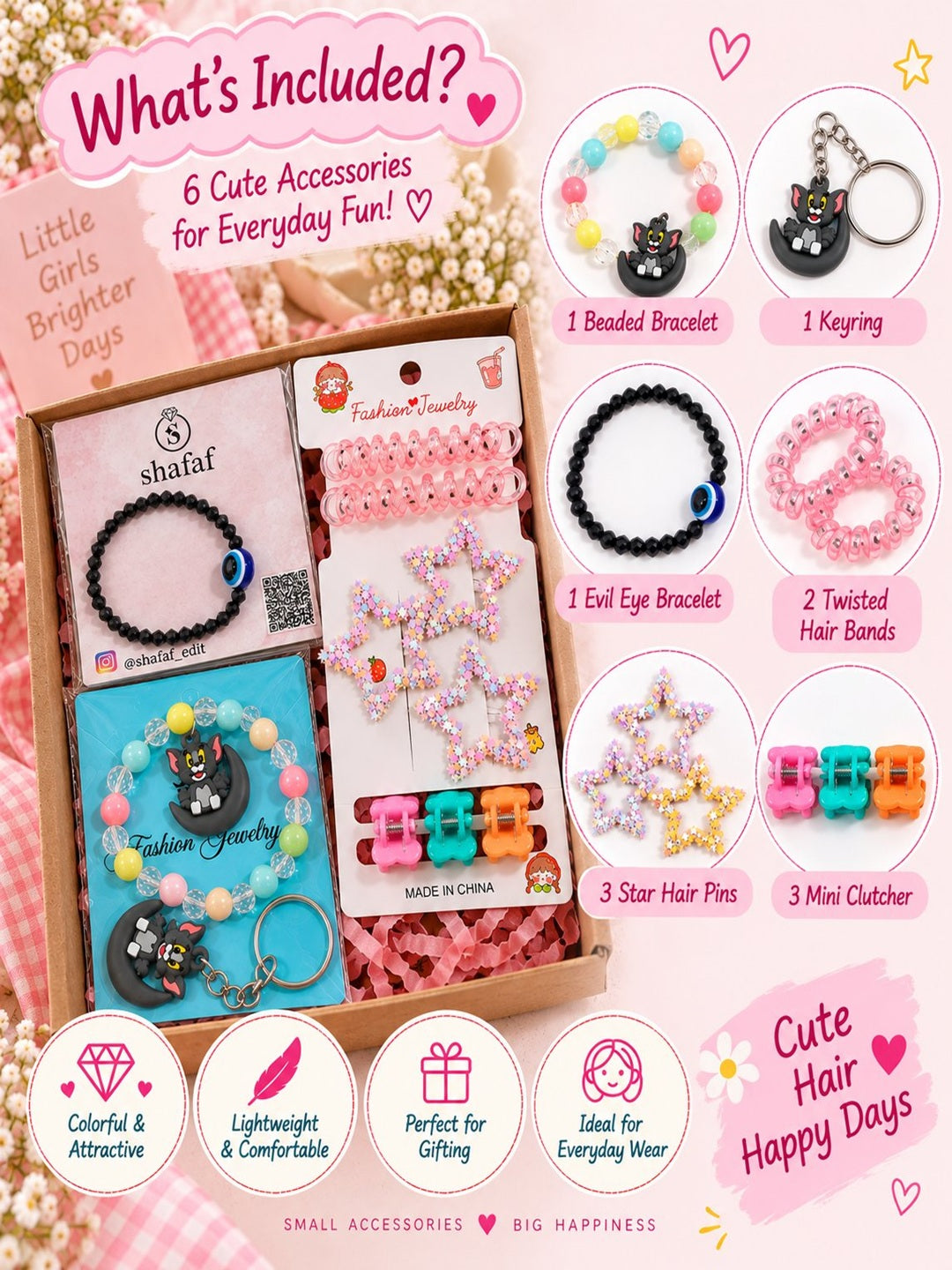 Charming cartoon character jewelry and hair accessories gift combo set for girls