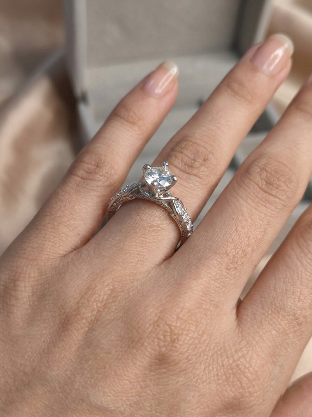 Shafaf Silver Toned AD Stone Ring For Women & Girls