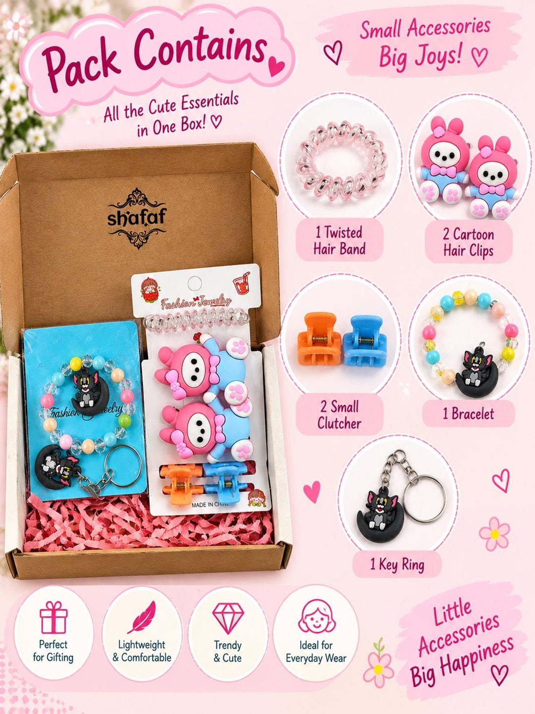 Adorable cartoon character jewelry and hair accessories gift combo set for girls