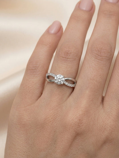 Shafaf American Diamond Silver Color Ring for Women, Adjustable Open Band with Cubic Zirconia Stone
