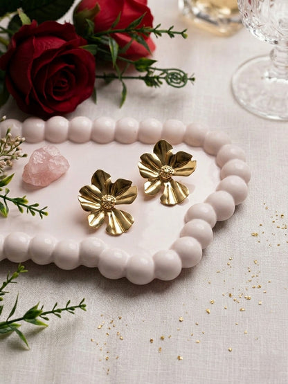 Shafaf Gold Flower Anti Tarnish Earrings for Women and Girls