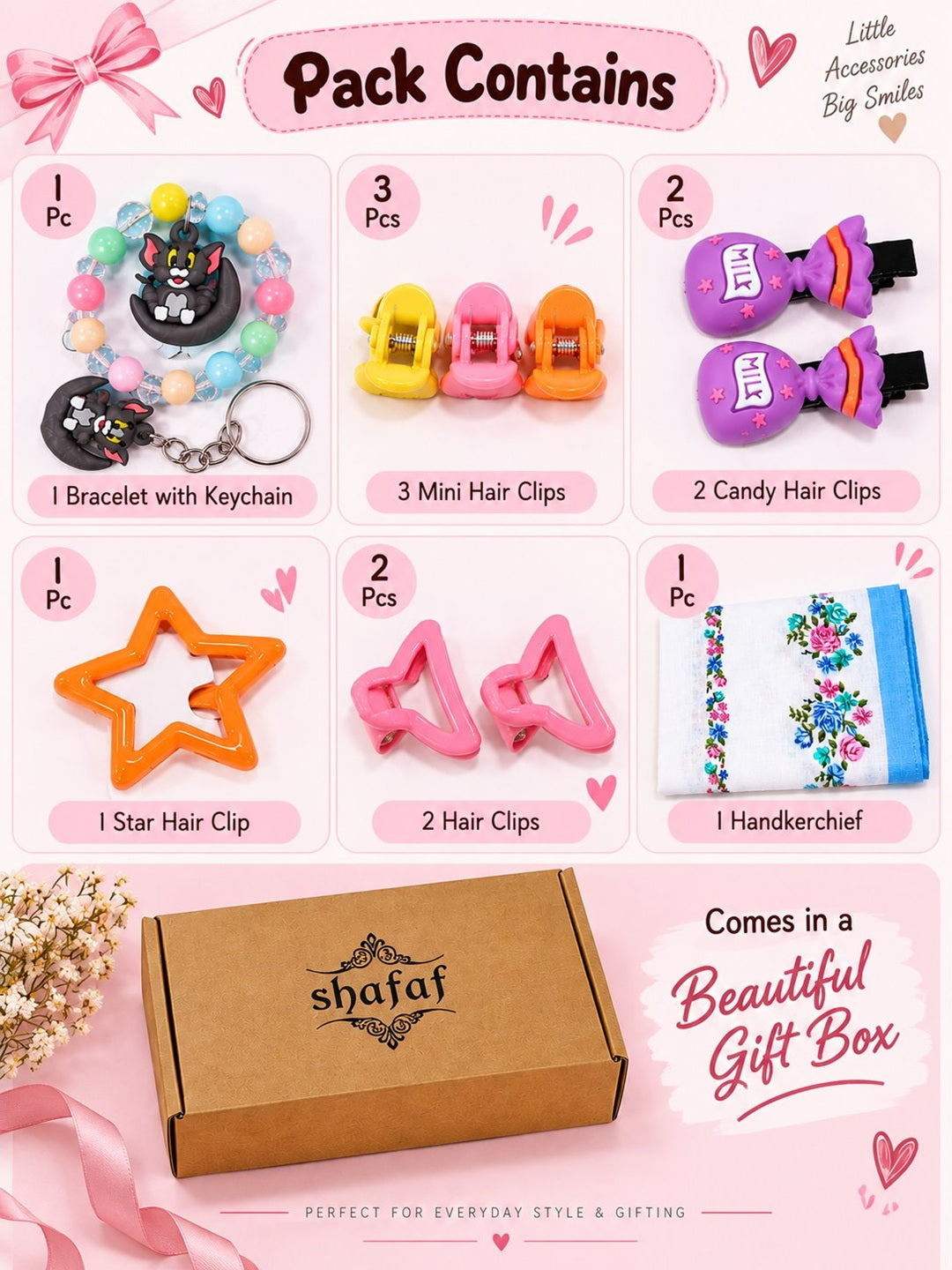 Charming cartoon character jewelry and hair accessories gift combo set for girls