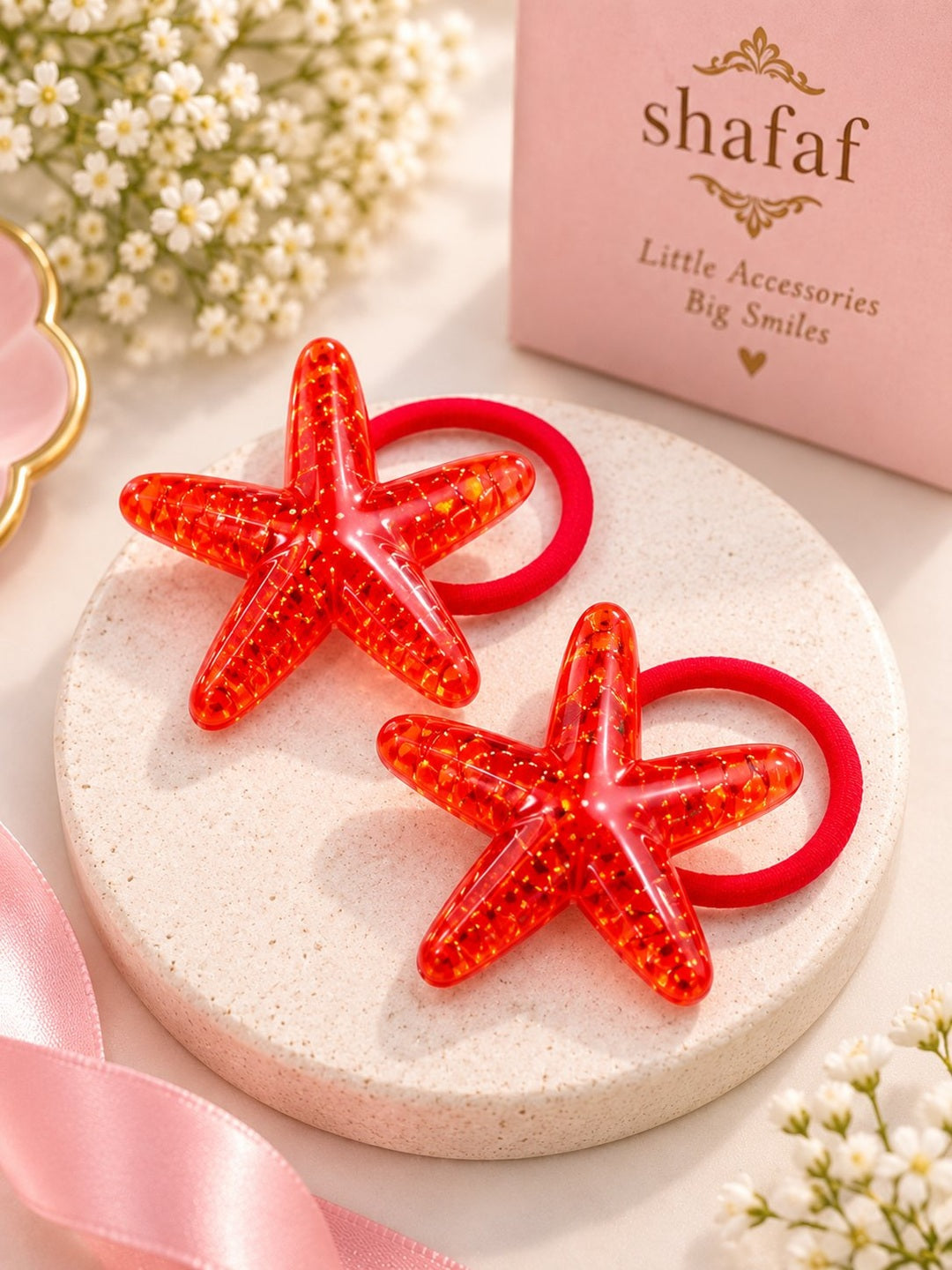 Girls gift set with cute key ring, bracelet, star hair bands and hankie