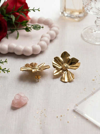 Shafaf Gold Flower Anti Tarnish Earrings for Women and Girls