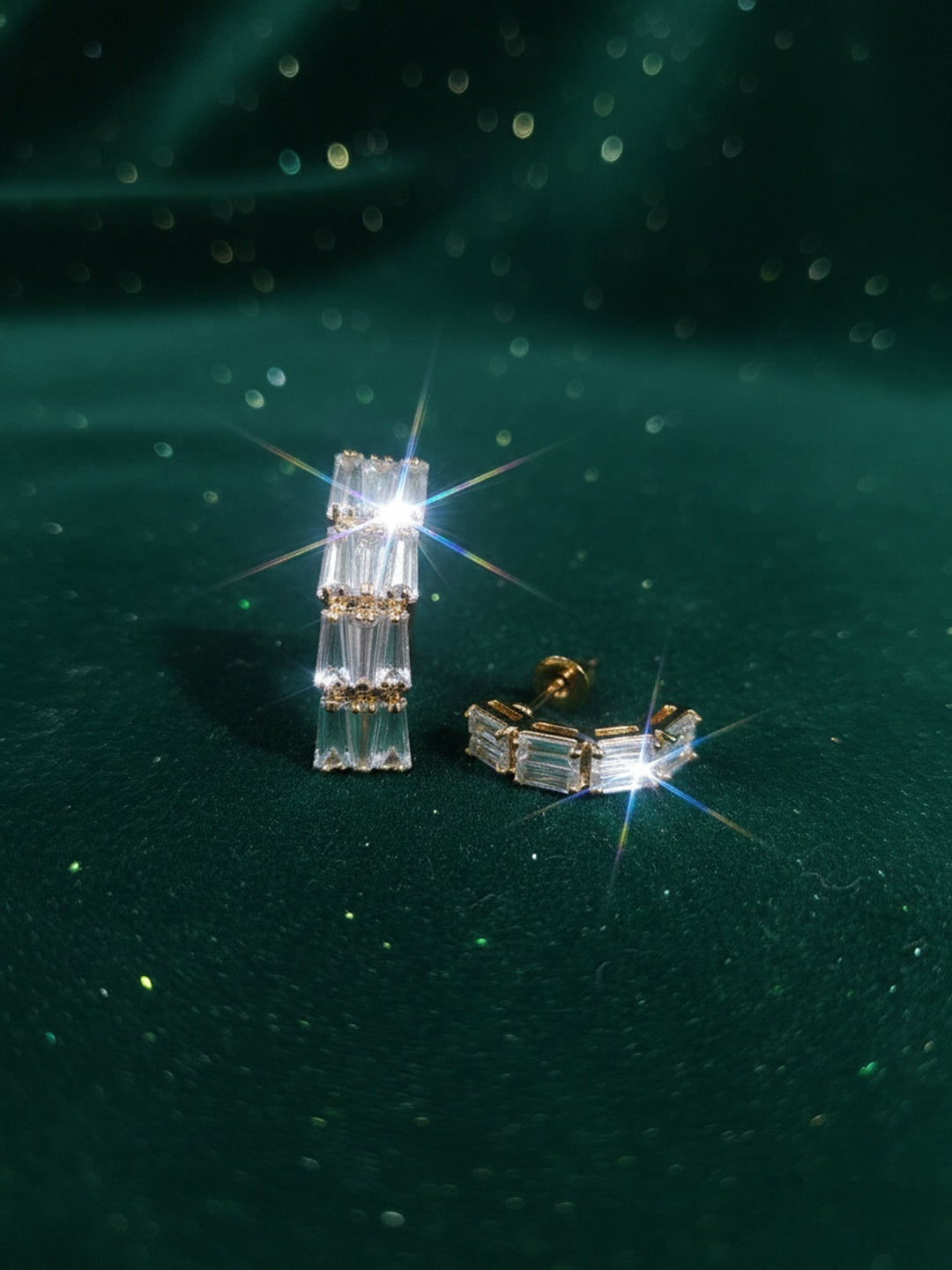 Shafaf Anti-Tarnish AD Half-Hoop Stud Earrings - Gold