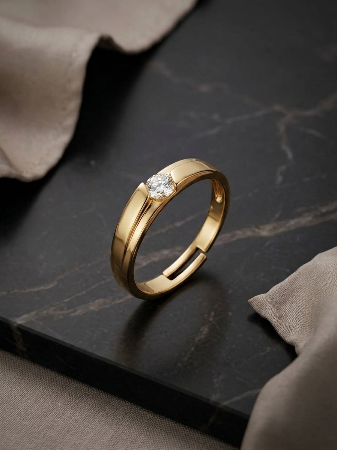 Shafaf Adjustable Gold Plated Anti-Tarnish Zircon Crossover Tension Ring for Women | One Size Fits All Contemporary Band | Skin Friendly | Luxury Gifting Ring for Her