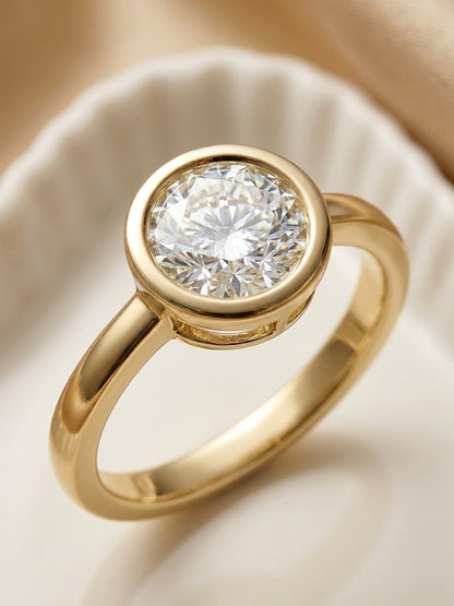 Shafaf Roun Shaped Stone Ring - Gold For Women & Girls