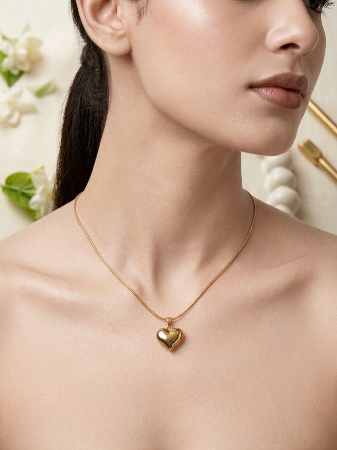 Shafaf Puffed Heart Pendant Necklace for Women