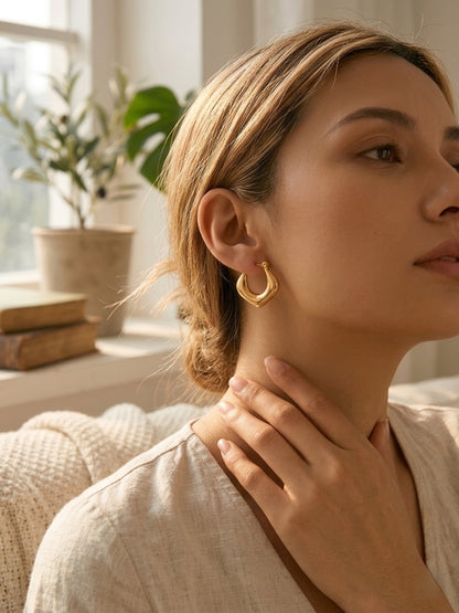 Shafaf Gold Plated Hoop Earrings for Women