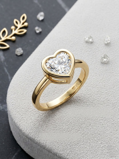 Shafaf Heart Shaped Stone Ring - Gold For Women & Girls