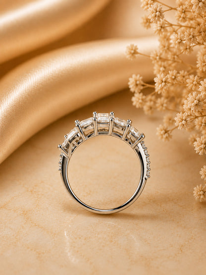 Shafaf Silver-Plated Radiant & Marquise AD Anti-Tarnish Adjustable Ring