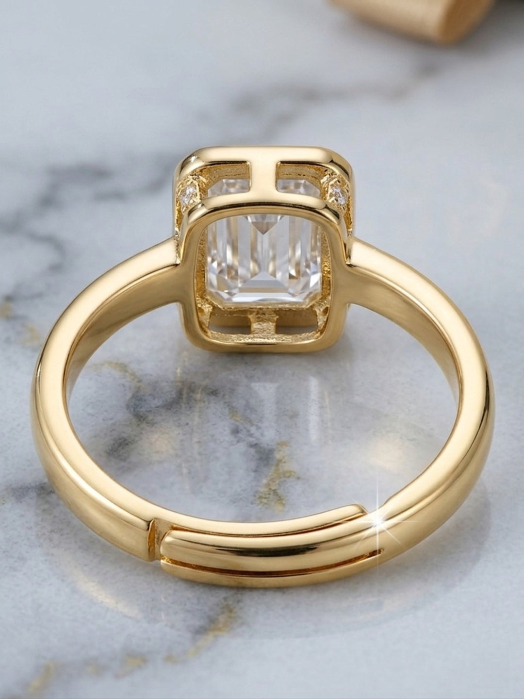 Shafaf Rectangle Shaped Stone Ring - Gold For Women & Girls