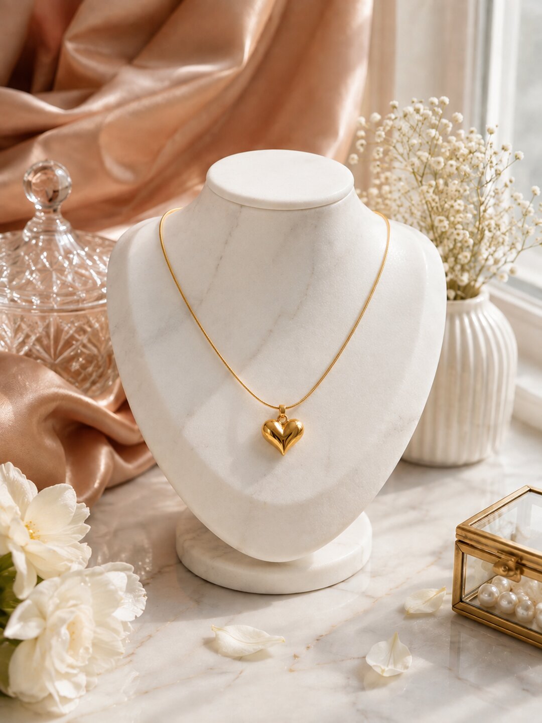 Shafaf Puffed Heart Pendant Necklace for Women