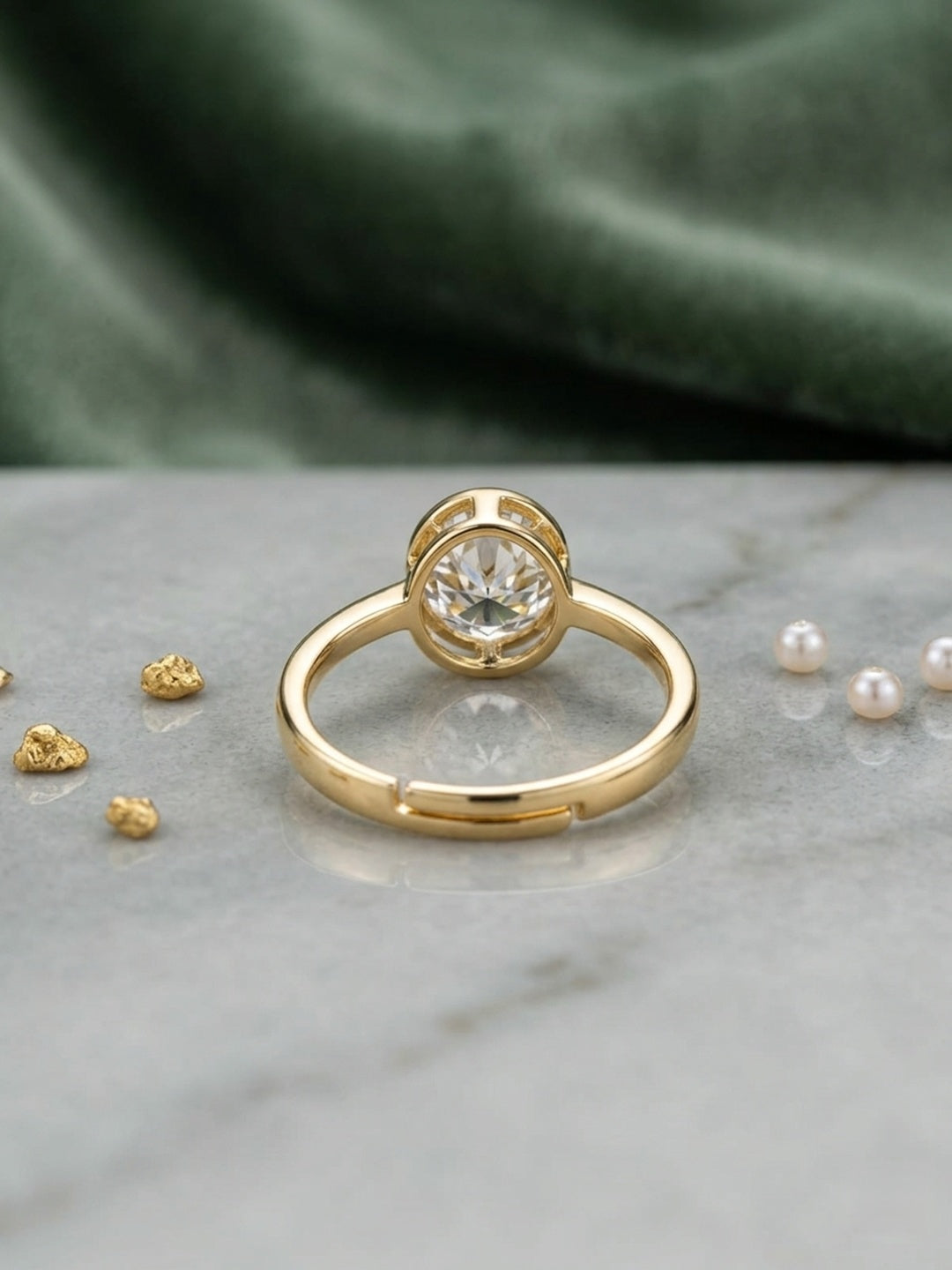Shafaf Oval Shaped Stone Ring - Gold For Women & Girls