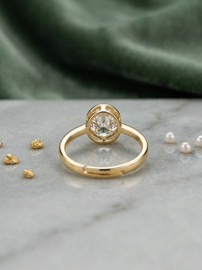Shafaf Oval Shaped Stone Ring - Gold For Women & Girls