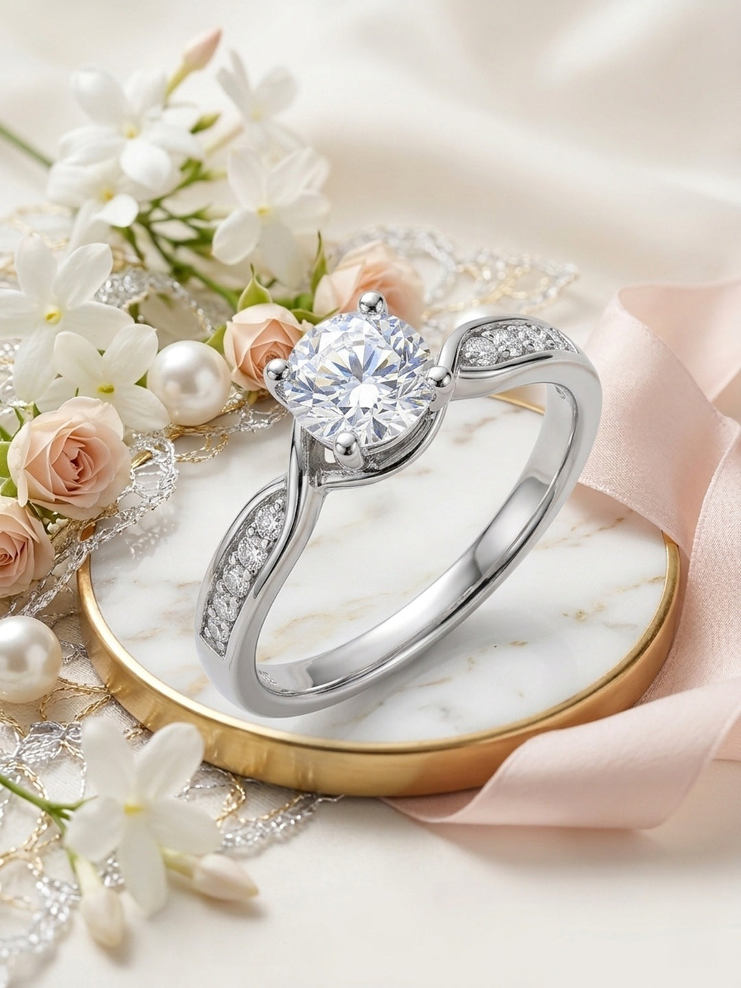 Shafaf Silver Toned AD Stone Ring For Women & Girls