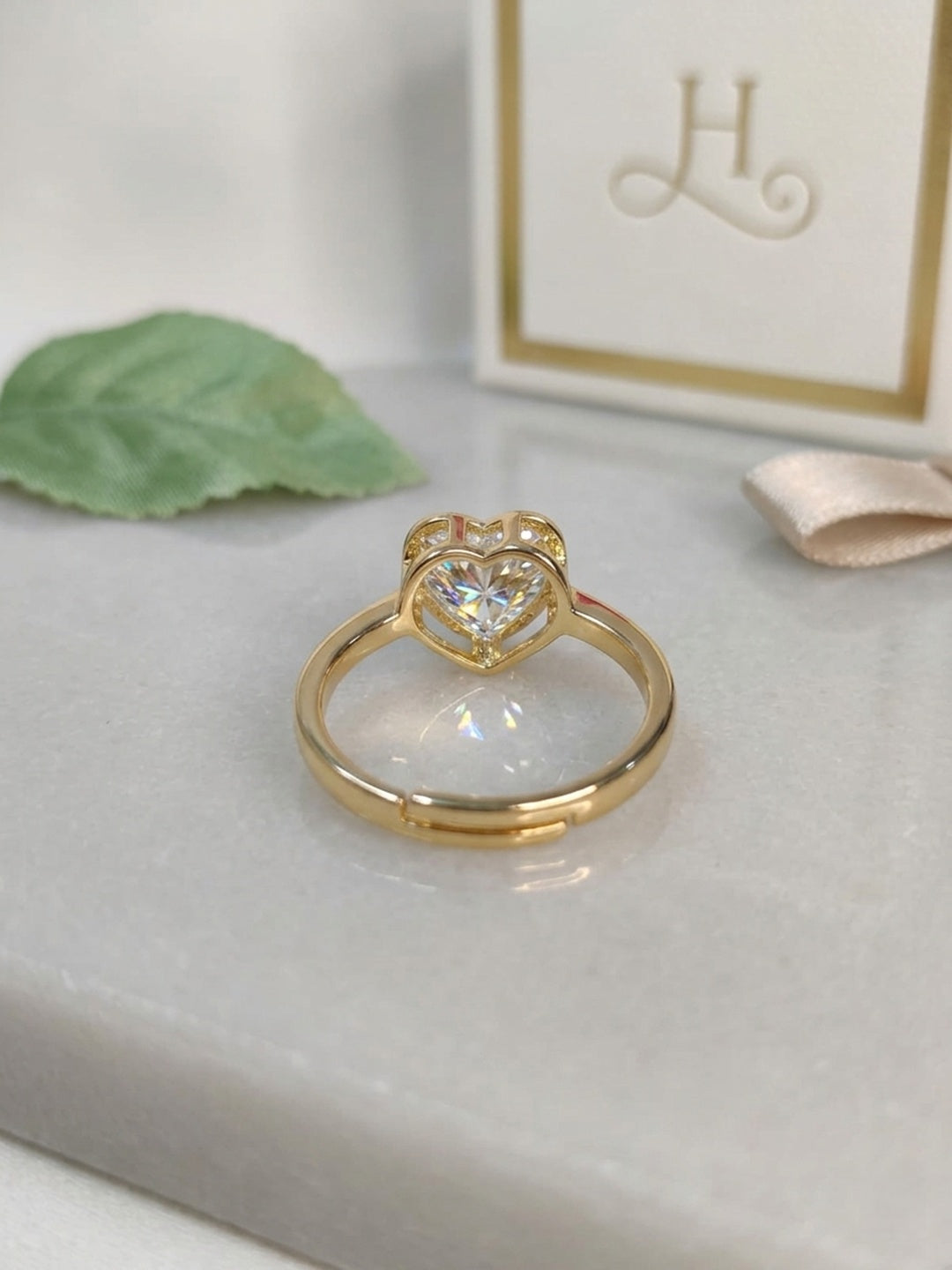 Shafaf Heart Shaped Stone Ring - Gold For Women & Girls