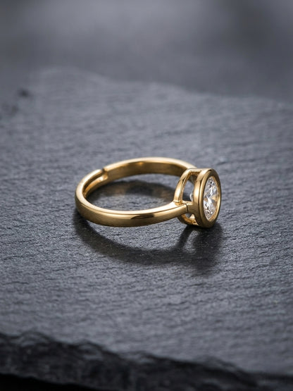 Shafaf Roun Shaped Stone Ring - Gold For Women & Girls