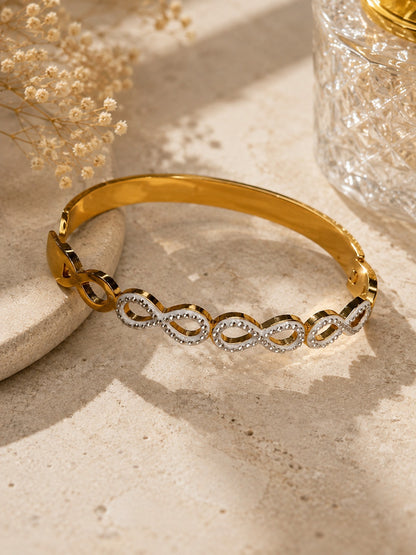 Shafaf Gold-Plated Interlinked Oval AD Anti-Tarnish Adjustable Bracelet