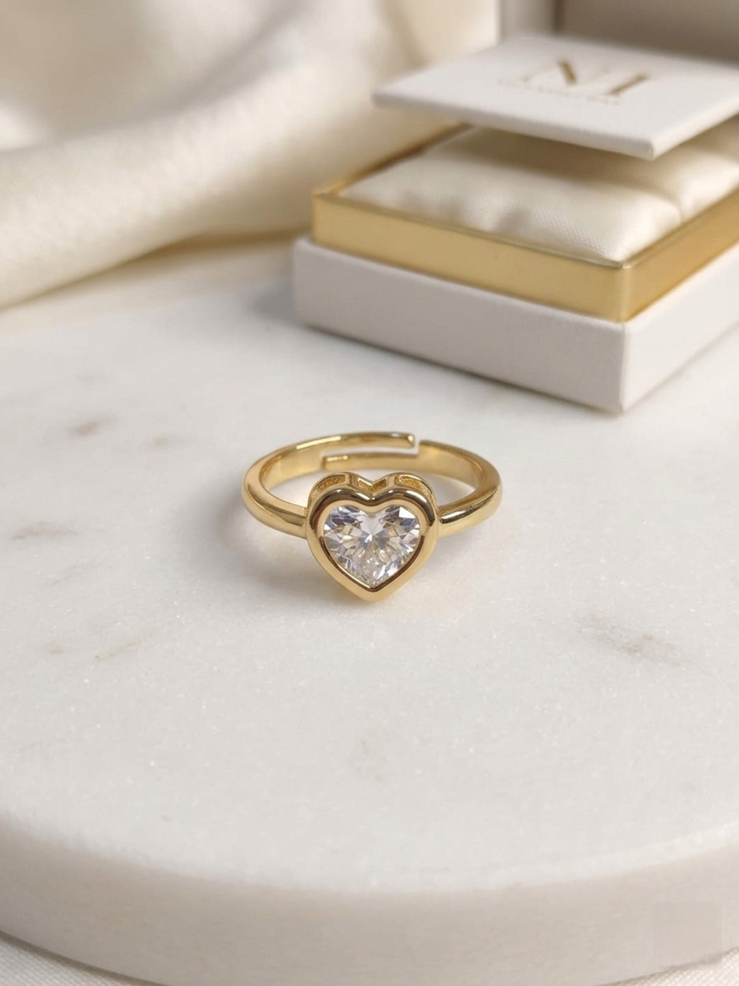 Shafaf Heart Shaped Stone Ring - Gold For Women & Girls