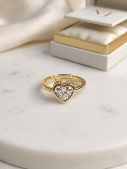 Shafaf Heart Shaped Stone Ring - Gold For Women & Girls