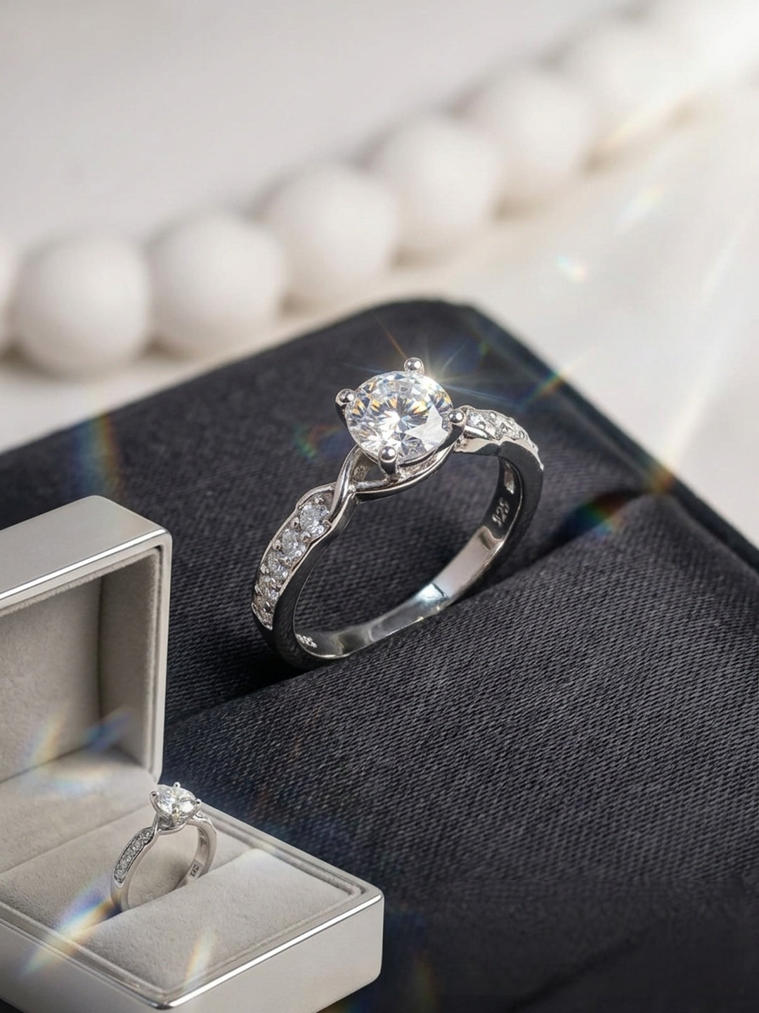 Shafaf Silver Toned AD Stone Ring For Women & Girls