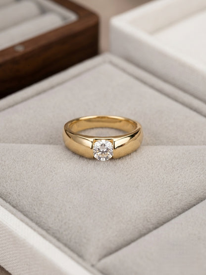 Shafaf Adjustable Gold Plated Anti-Tarnish Solitaire Ring for Women | One Size Fits All Zircon Ring | Skin Friendly Jewelry | Perfect Gifting Item for Girls And Women