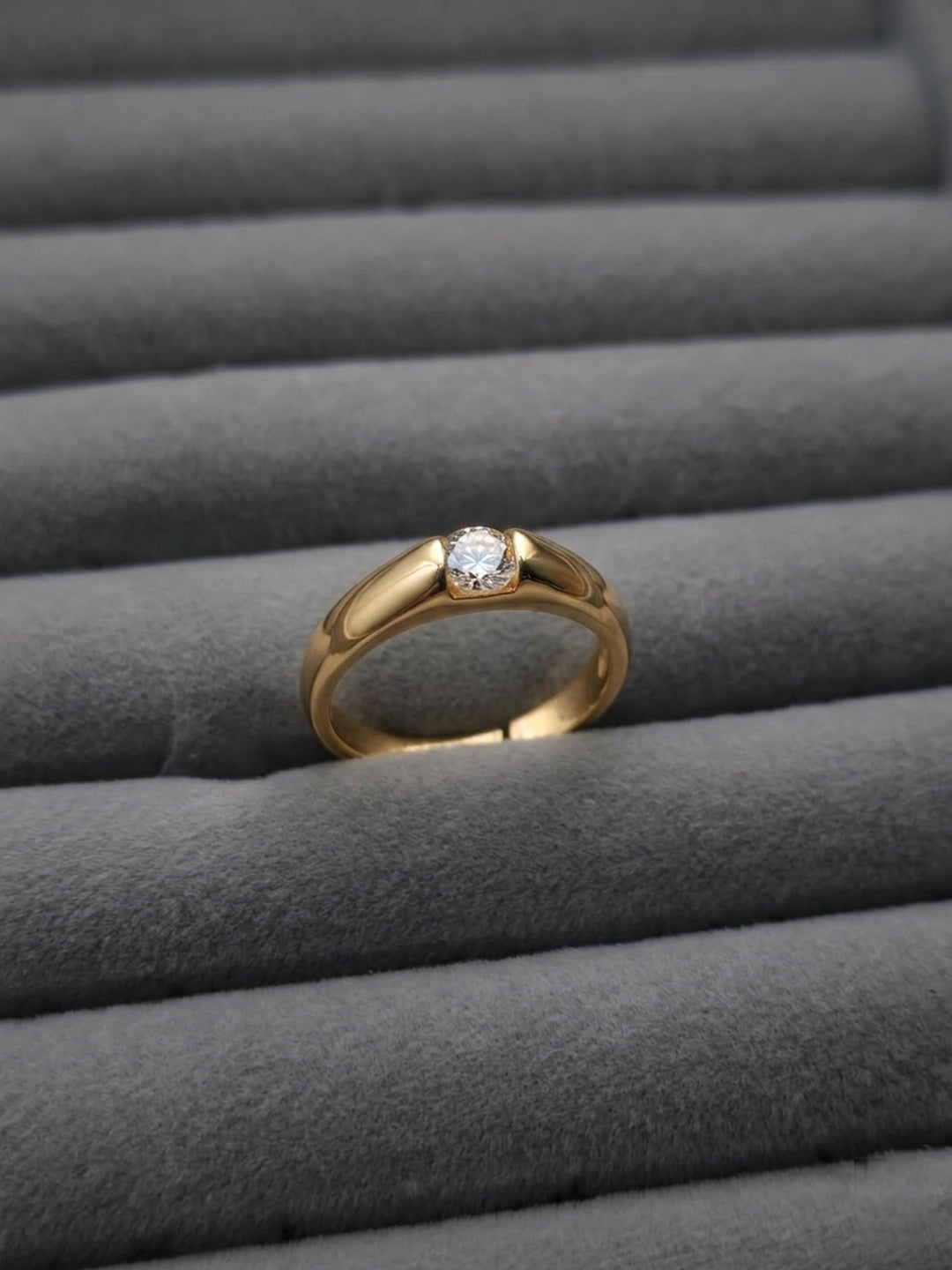 Shafaf Adjustable Gold Plated Anti-Tarnish Solitaire Ring for Women | One Size Fits All Zircon Ring | Skin Friendly Jewelry | Perfect Gifting Item for Girls And Women