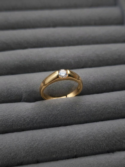 Shafaf Adjustable Gold Plated Anti-Tarnish Solitaire Ring for Women | One Size Fits All Zircon Ring | Skin Friendly Jewelry | Perfect Gifting Item for Girls And Women