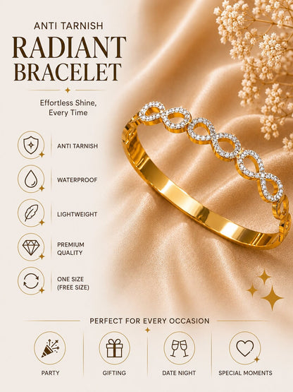 Shafaf Gold-Plated Interlinked Oval AD Anti-Tarnish Adjustable Bracelet